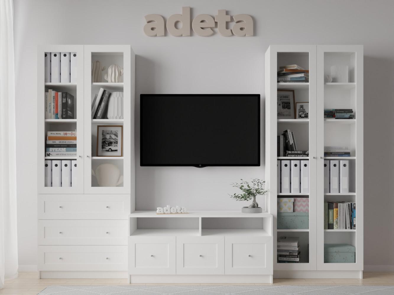 Книжный шкаф Билли 374 white ИКЕА (IKEA) с тумбой под телевизор изображение товара