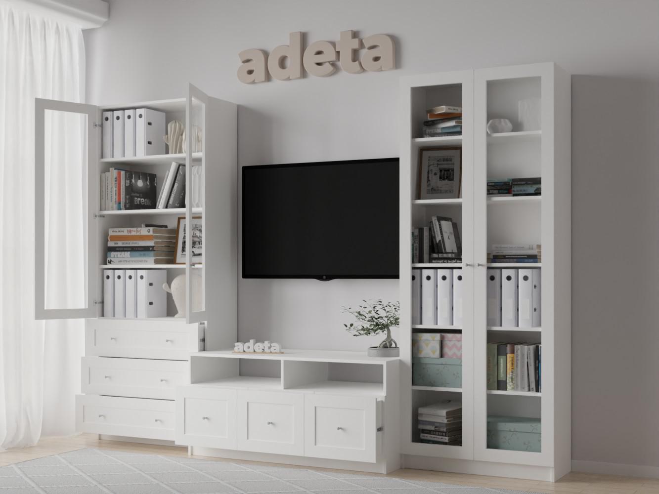 Книжный шкаф Билли 374 white ИКЕА (IKEA) с тумбой под телевизор изображение товара