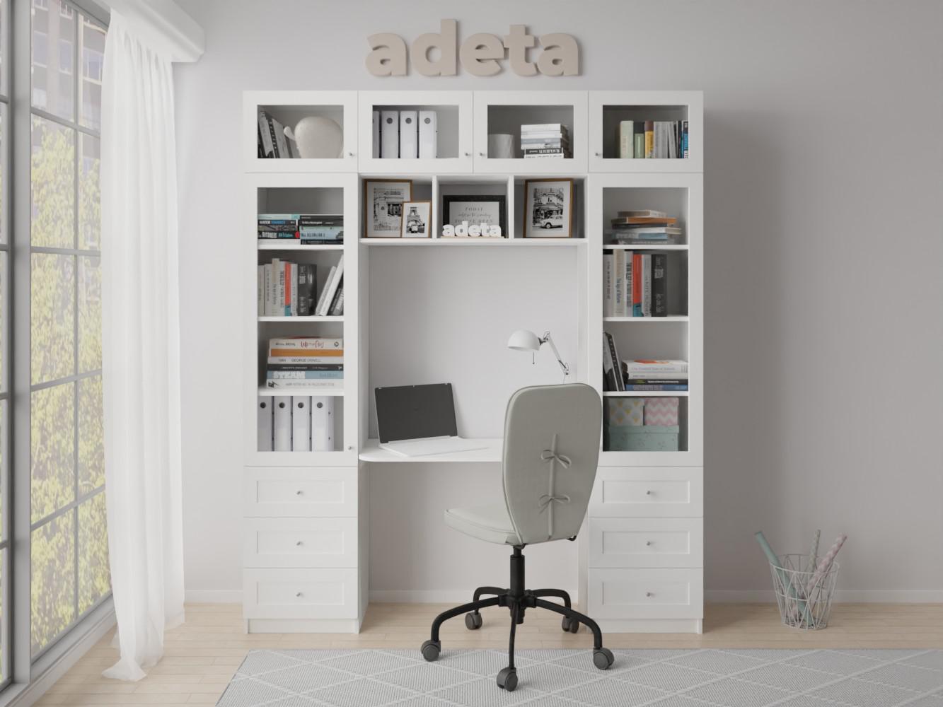 Книжный шкаф Билли 365 white ИКЕА (IKEA) с рабочим местом изображение товара