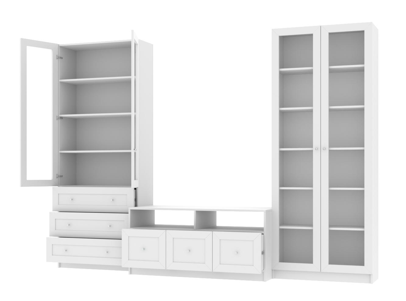 Книжный шкаф Билли 374 white ИКЕА (IKEA) с тумбой под телевизор изображение товара