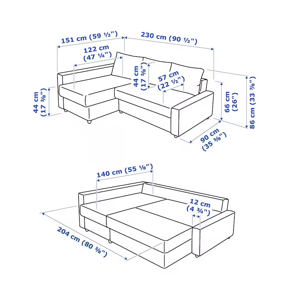 Угловой диван Фрихетэн blue ИКЕА (IKEA) изображение товара