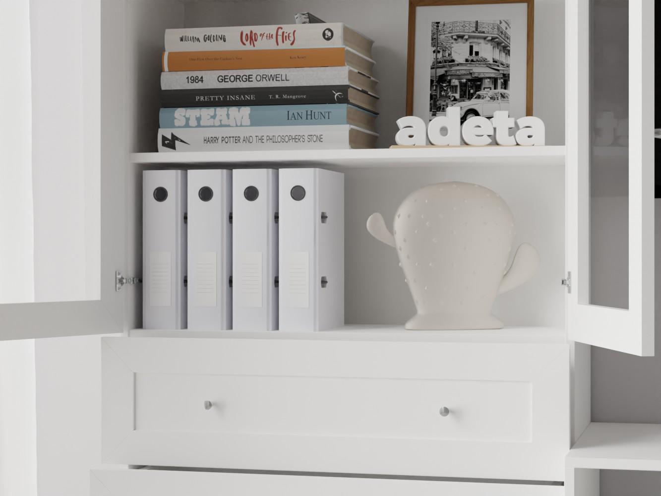 Книжный шкаф Билли 374 white ИКЕА (IKEA) с тумбой под телевизор изображение товара