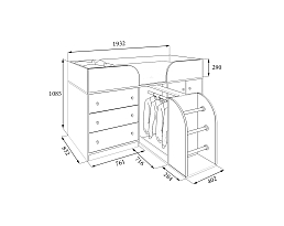 Изображение товара Кровать-чердак Астра 5 дуб молочный/розовый на сайте adeta.ru